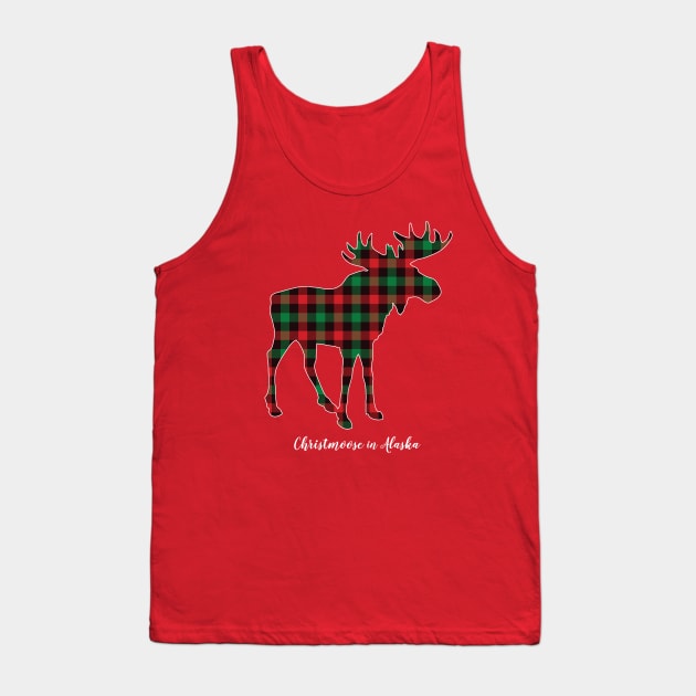 "Christmoose In Alaska" Moose Buffalo Red & Green Plaid Tank Top by Pine Hill Goods